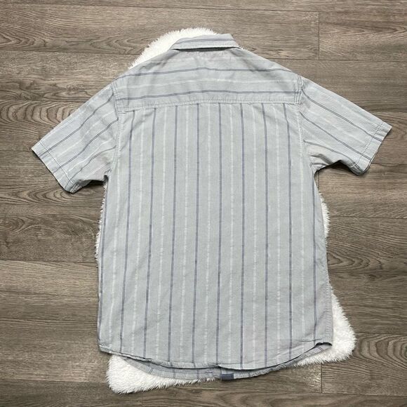 PRANA Button Up Shirt Mens Small Short Sleeve Grey Organic Cotton - Picture 5 of 8